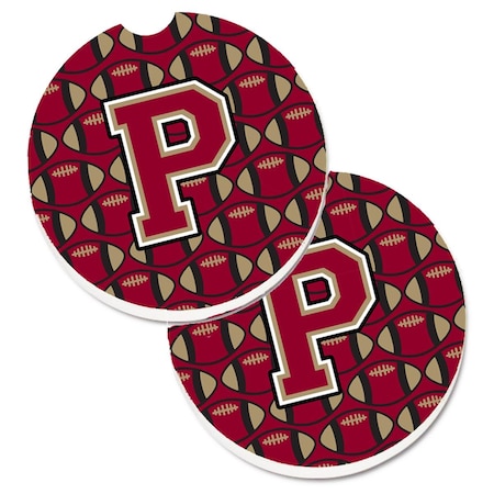 Carolines Treasures Letter P Football Garnet and Gold  Cup Holder Car Coaster, PK2 CJ1078-PCARC
